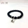 Phuc Linh Indo Black Oil-Cooked 8Mm Bracelet Mix Silver Charm