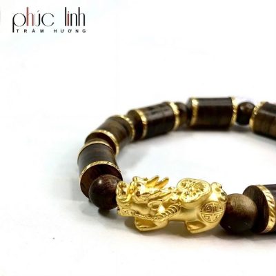 Phuc Linh Indo Black Oil-Cooked, Golden-Filled Pillar Bracelet