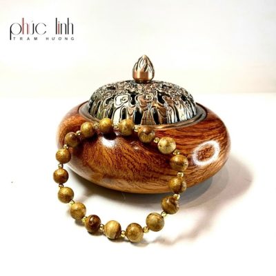 Phuc Linh Natural Indo Bracelet 8Mm Mix Golden Ball Charm