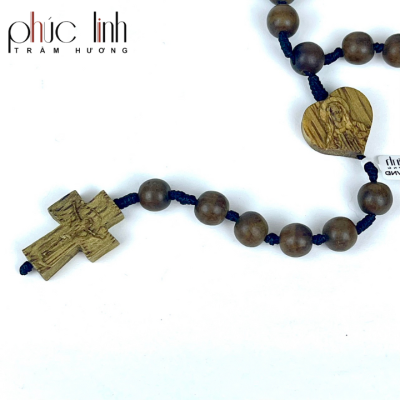 Phuc Linh Oil-Cooked Rosary Necklace 8Mm Mix Crucifix Charm