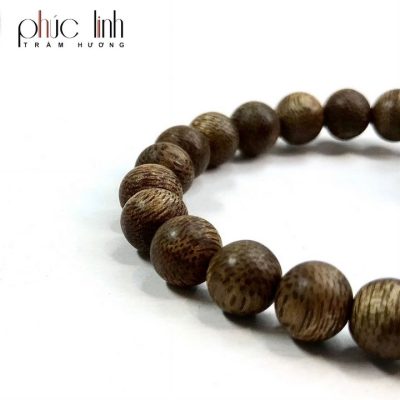 Phuc Linh Toc Grey 8Mm Bracelet Mix Agarwood Apricot Charm