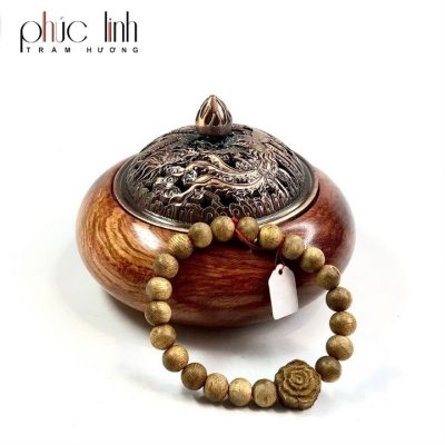 Phuc Linh Toc Grey 8Mm Bracelet Mix Agarwood Rose Charm