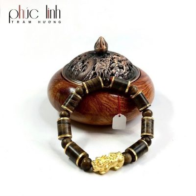 Phuc Linh Indo Black Oil-Cooked, Golden-Filled Pillar Bracelet