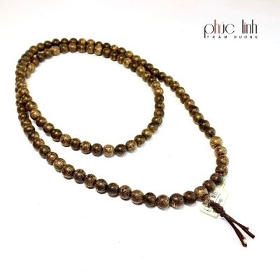Phuc Linh 108 Beads Grey-Oil-Cooked Agarwood Necklace 8ly