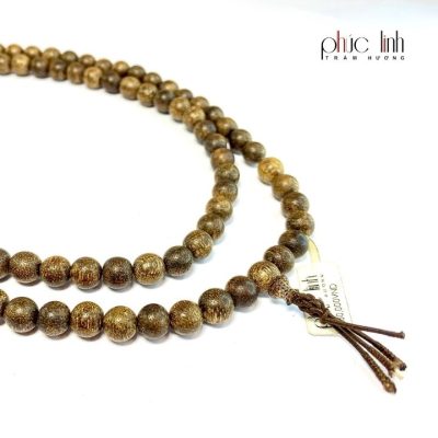 Phuc Linh 108 Beads Grey-Oil-Cooked Agarwood Necklace 8Ly