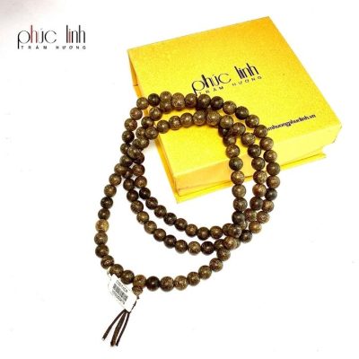 Phuc Linh 108 Beads Grey-Oil-Cooked Agarwood Necklace 8Ly