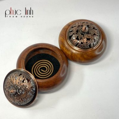 Wooden Agarwood Burner With Copper Lid