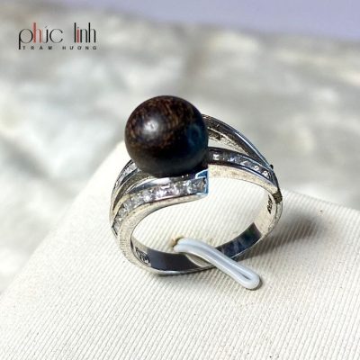 Silver Ring mix Agarwood Bead 2