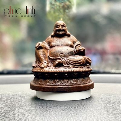 Agarwood Maitreya Statue Car Decoration 9Cm