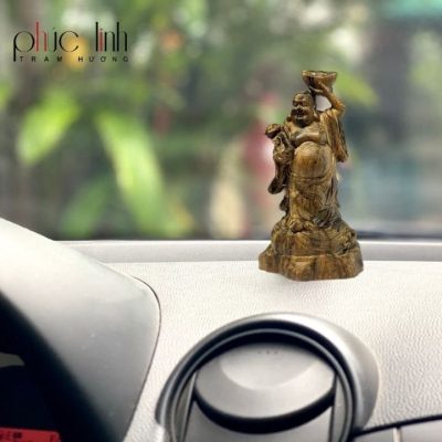 Premium Agarwood Maitreya Statue Car Decoration