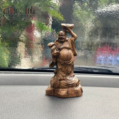 Premium Agarwood Maitreya Statue Car Decoration