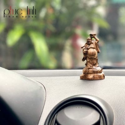 Premium Agarwood Maitreya Statue Car Decoration