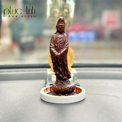 Agarwood Guanyin Statue Car Decoration