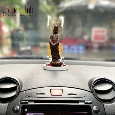 Agarwood Guanyin Statue Car Decoration