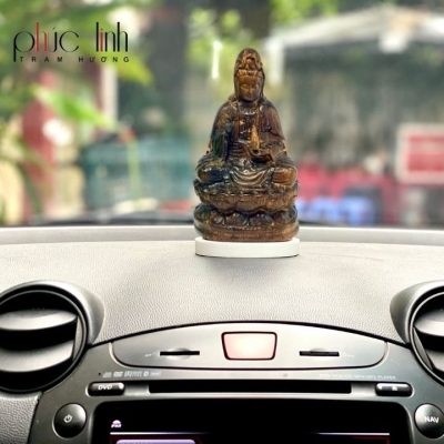 Premium Agarwood Guanyin Statue Car Decoration