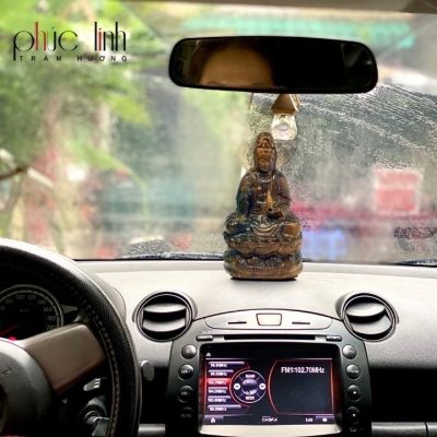 Premium Agarwood Guanyin Statue Car Decoration