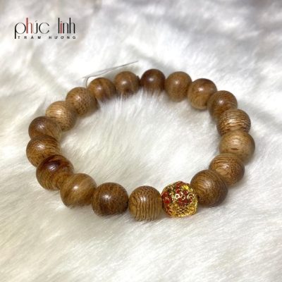 Agarwood Bracelet 10Ly Kim Ma Golden Red Flower Charm