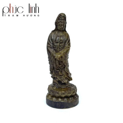 Phuc Linh Small Standing Oil-cooked Agarwood Guanyin Statue