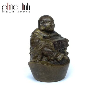 Phuc Linh Oil-Cooked Prosperous Maitreya Agarwood Statue