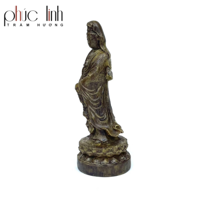 Phuc Linh Small Standing Oil-Cooked Agarwood Guanyin Statue