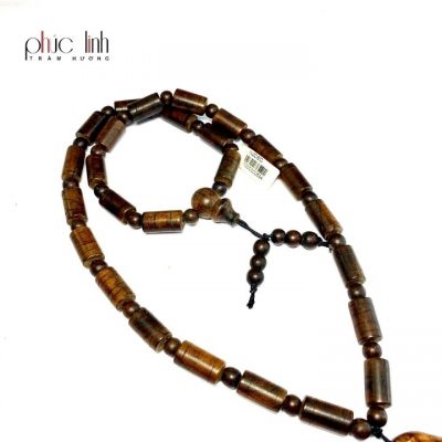 Vòng Đeo Cổ Trầm Khúc Nấu Dầu + Mặt Phật Di Lặc Trầm Hương