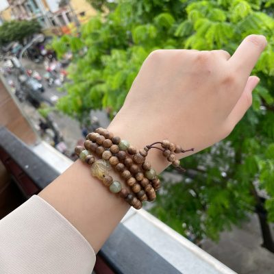 Vòng Cổ Phúc Linh Tốc Xám Quằn 6Ly Phối Charm Hồ Ly Ngọc